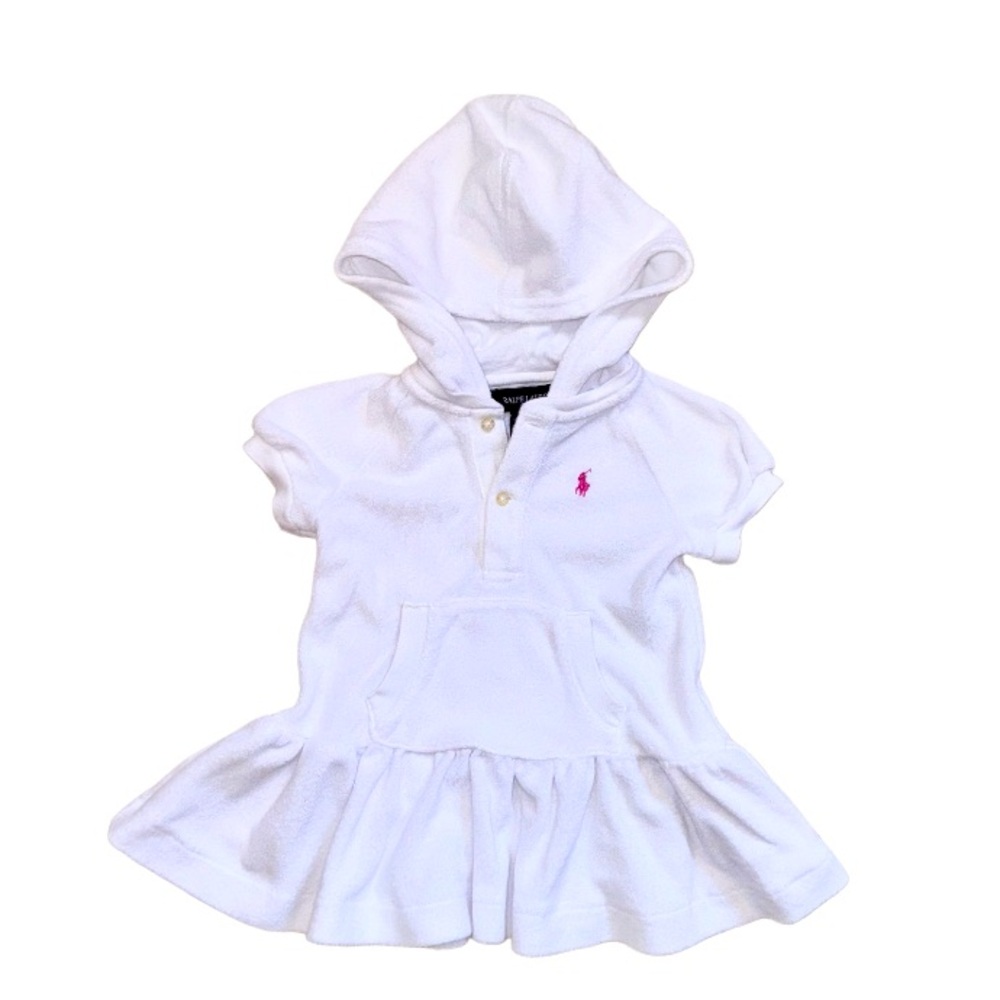POLO Ralph Lauren white terry cloth swim coverup baby girl size 12 months 12M